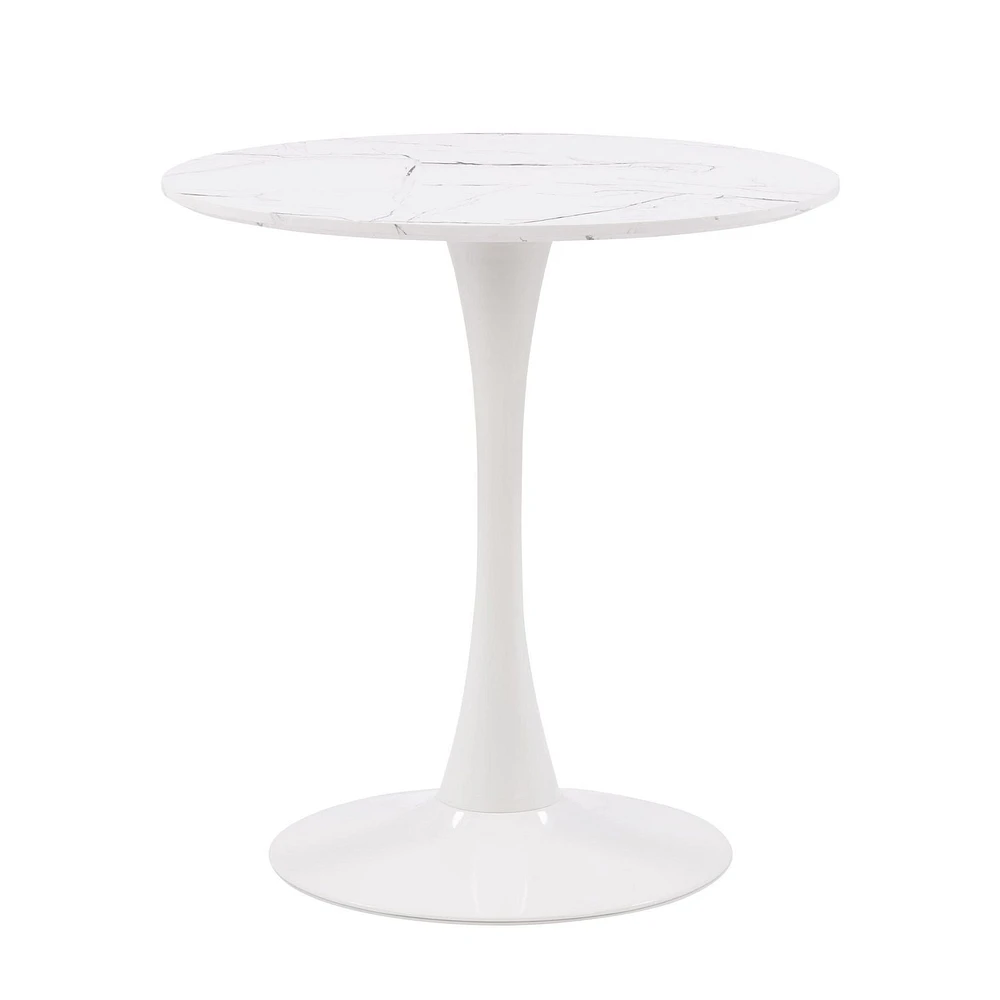 Ivo Round Faux Wood Bistro Table with Metal Pedestal Base