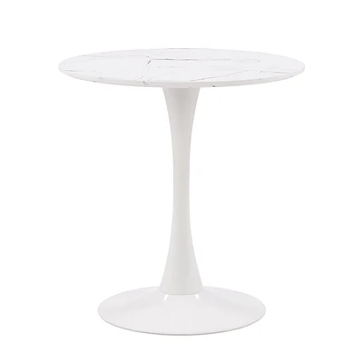 Ivo Round Faux Wood Bistro Table with Metal Pedestal Base