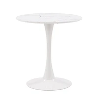 Ivo Round Faux Wood Bistro Table with Metal Pedestal Base