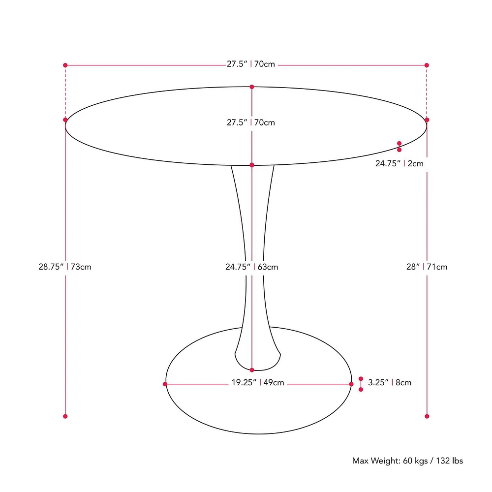 Ivo Round Faux Wood Bistro Table with Metal Pedestal Base