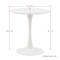 Ivo Round Faux Wood Bistro Table with Metal Pedestal Base