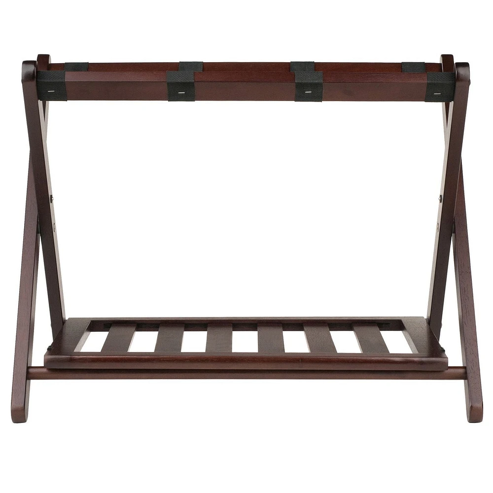 Winsome Remy Luggage Rack with Shelf in cappuccino finish