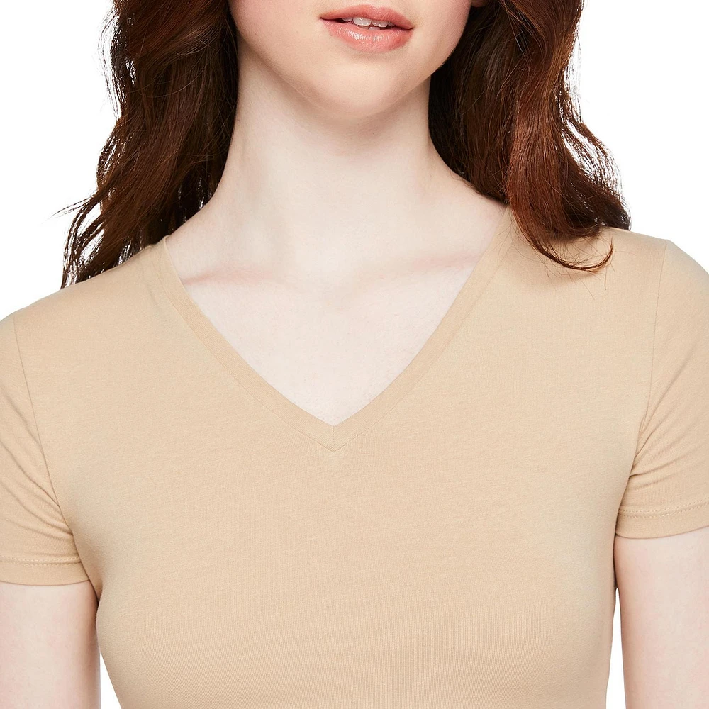 No Boundaries Women's V-Neckline Baby Tee