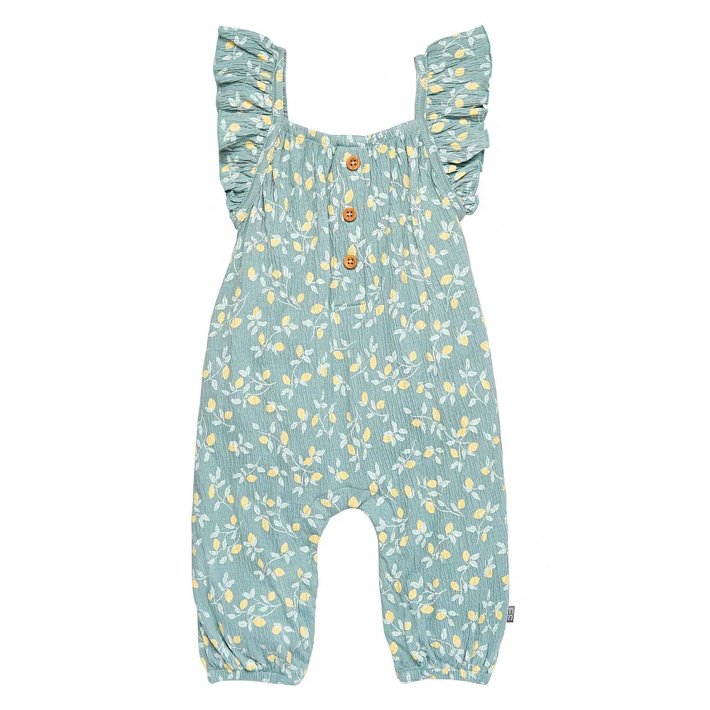 modern moments™ by Gerber® - Combinaison à manches longues et volants - Teal Lemon Vine Tailles : 0 à 24 mois