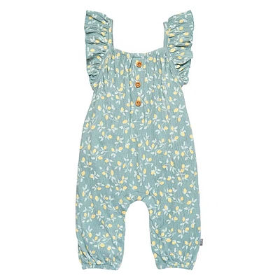 modern moments™ by Gerber® - Combinaison à manches longues et volants - Teal Lemon Vine Tailles : 0 à 24 mois