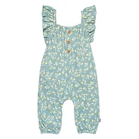 modern moments™ by Gerber® - Combinaison à manches longues et volants - Teal Lemon Vine Tailles : 0 à 24 mois