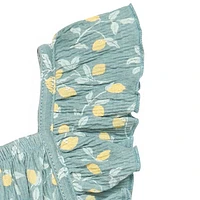 modern moments™ by Gerber® - Combinaison à manches longues et volants - Teal Lemon Vine Tailles : 0 à 24 mois