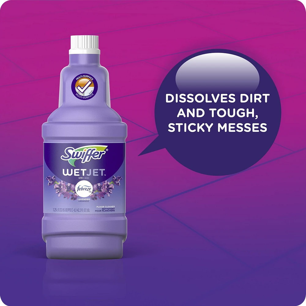 Recharge de nettoyant liquide multi-usages et pour planchers en bois pour balai vaporisateur Swiffer WetJet, Lavande vanillée et réconfort