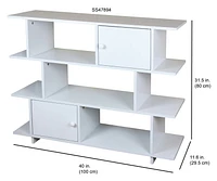 3 Tier Wood Book Shelf with 2 Cabinet Doors, White