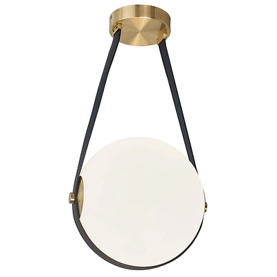 Persis Pendant - 12W - Aged Brass - White Opal Glass