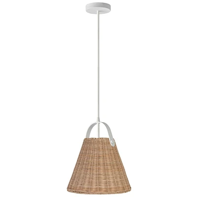 Shenandoah 1 Light Pendant - Matte White - Wicker Shade