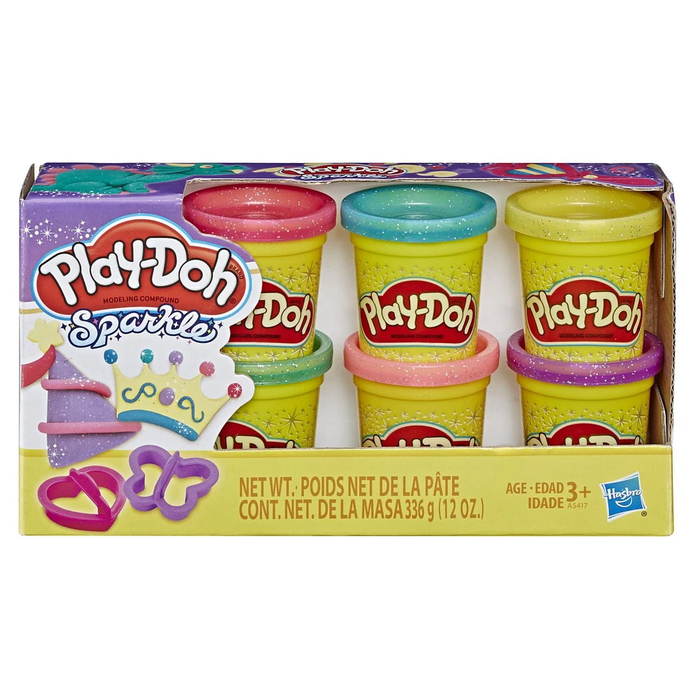 Play-Doh Sparkle 6-Pack of Glitter Play-Doh Compound in 2-Ounce Cans, Non-Toxic