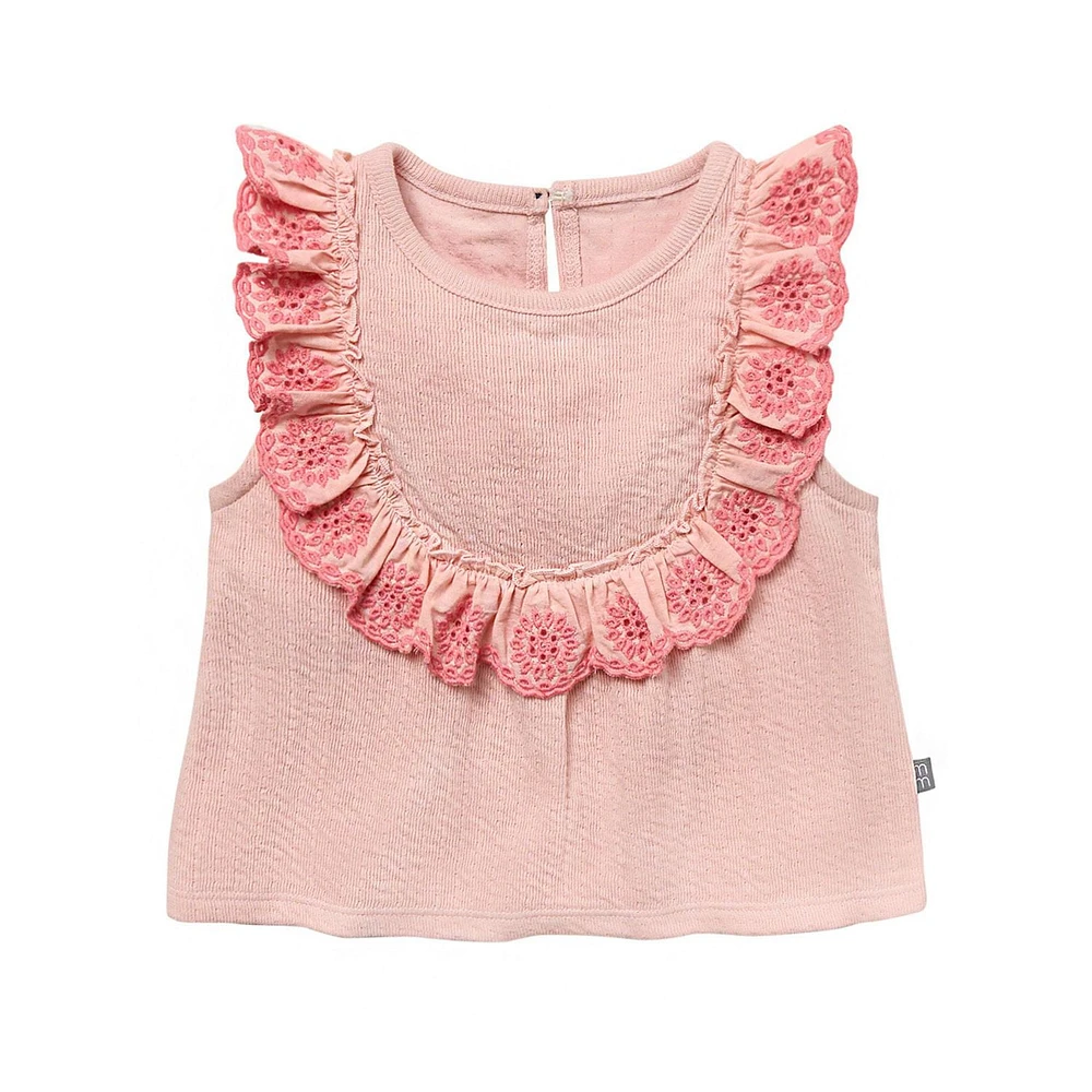 modern moments™ by Gerber®™ - Ensemble haut à volants et short à œillets - Rose Tailles : 12 mois à 5 ans