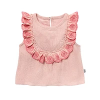 modern moments™ by Gerber®™ - Ensemble haut à volants et short à œillets - Rose Tailles : 12 mois à 5 ans