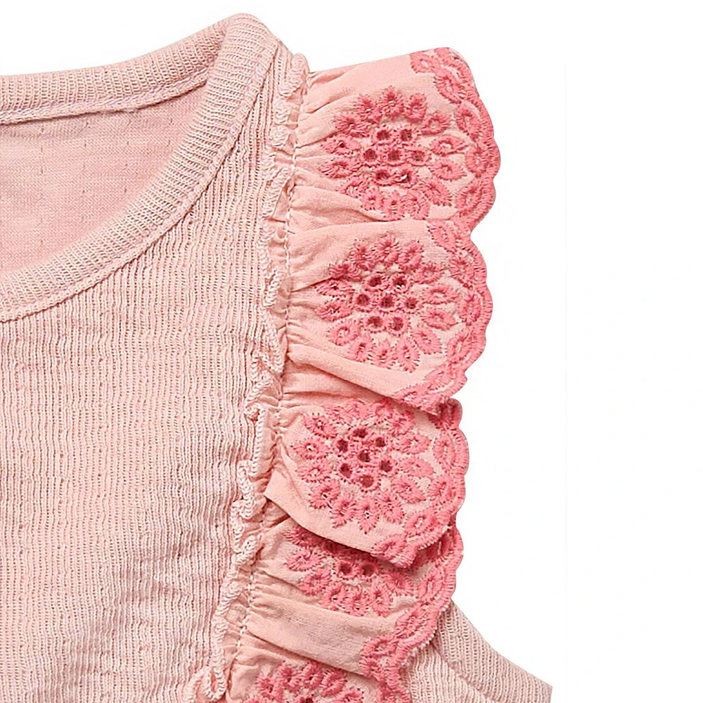 modern moments™ by Gerber®™ - Ensemble haut à volants et short à œillets - Rose Tailles : 12 mois à 5 ans