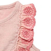 modern moments™ by Gerber®™ - Ensemble haut à volants et short à œillets - Rose Tailles : 12 mois à 5 ans
