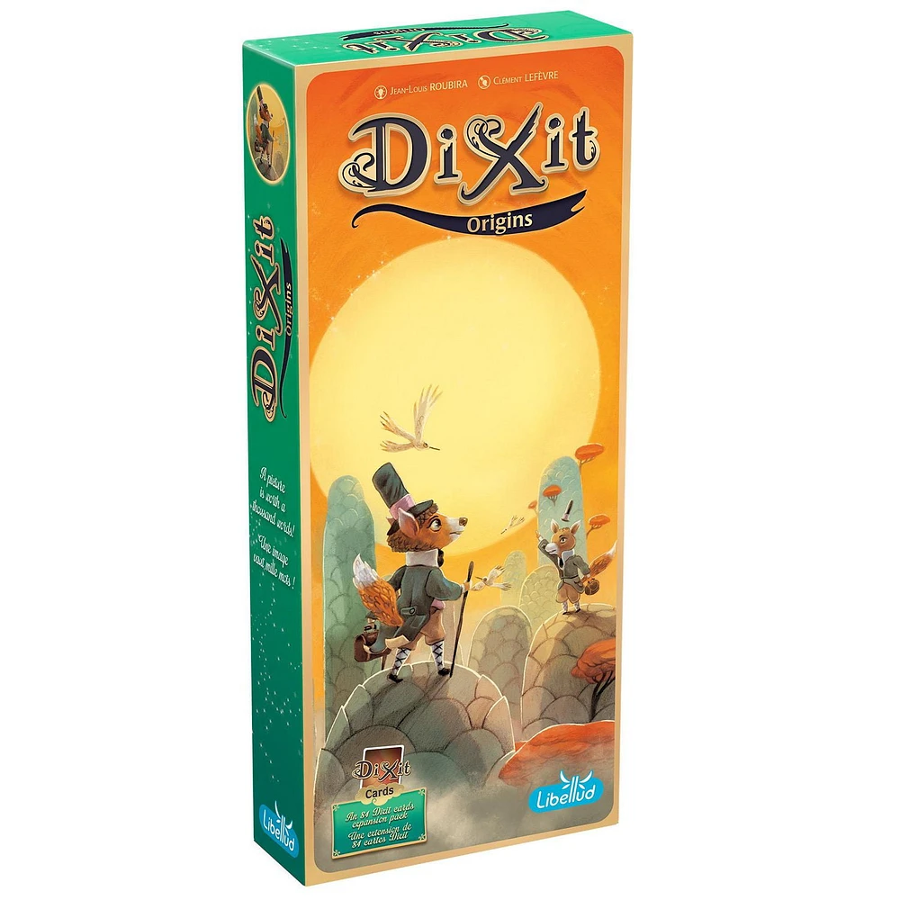 Dixit: Origins – An expansion to Dixit - English and French Version - A game by Libellud- 3 to 6 players- A 30-45 minute gameplay- A storytelling family game- For kids and adults - 8 years and older