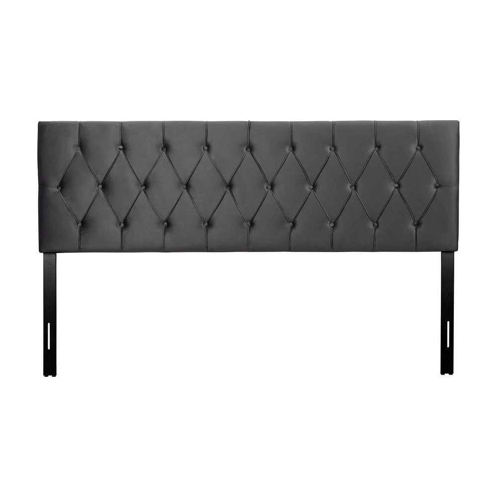 CorLiving Catalina King Size Diamond Tufted Velvet Headboard