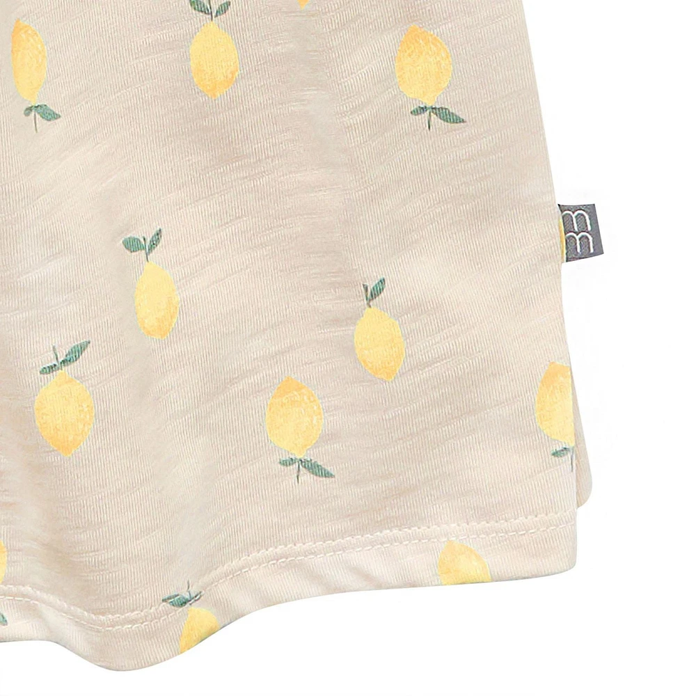 modern moments™ by Gerber® - Robe à volants Citrons beiges Épaules volantées avec dos en V
