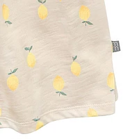 modern moments™ by Gerber® - Robe à volants Citrons beiges Épaules volantées avec dos en V