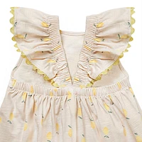 modern moments™ by Gerber® - Robe à volants Citrons beiges Épaules volantées avec dos en V