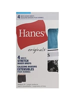 Hanes Originals Men's Boxer Briefs, Stretch, Modern Fit, Cool & Breathable, Pack of 4