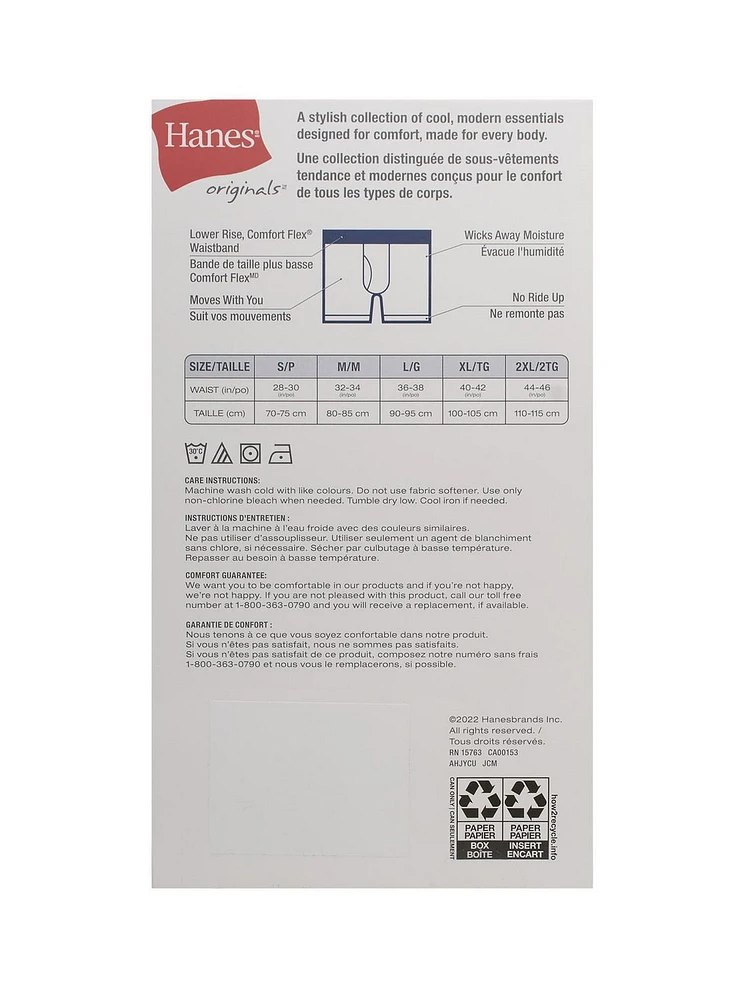Hanes Originals Men's Boxer Briefs, Stretch, Modern Fit, Cool & Breathable, Pack of 4