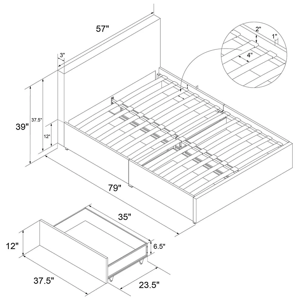 Novogratz Kelly Upholstered Bed with Storage