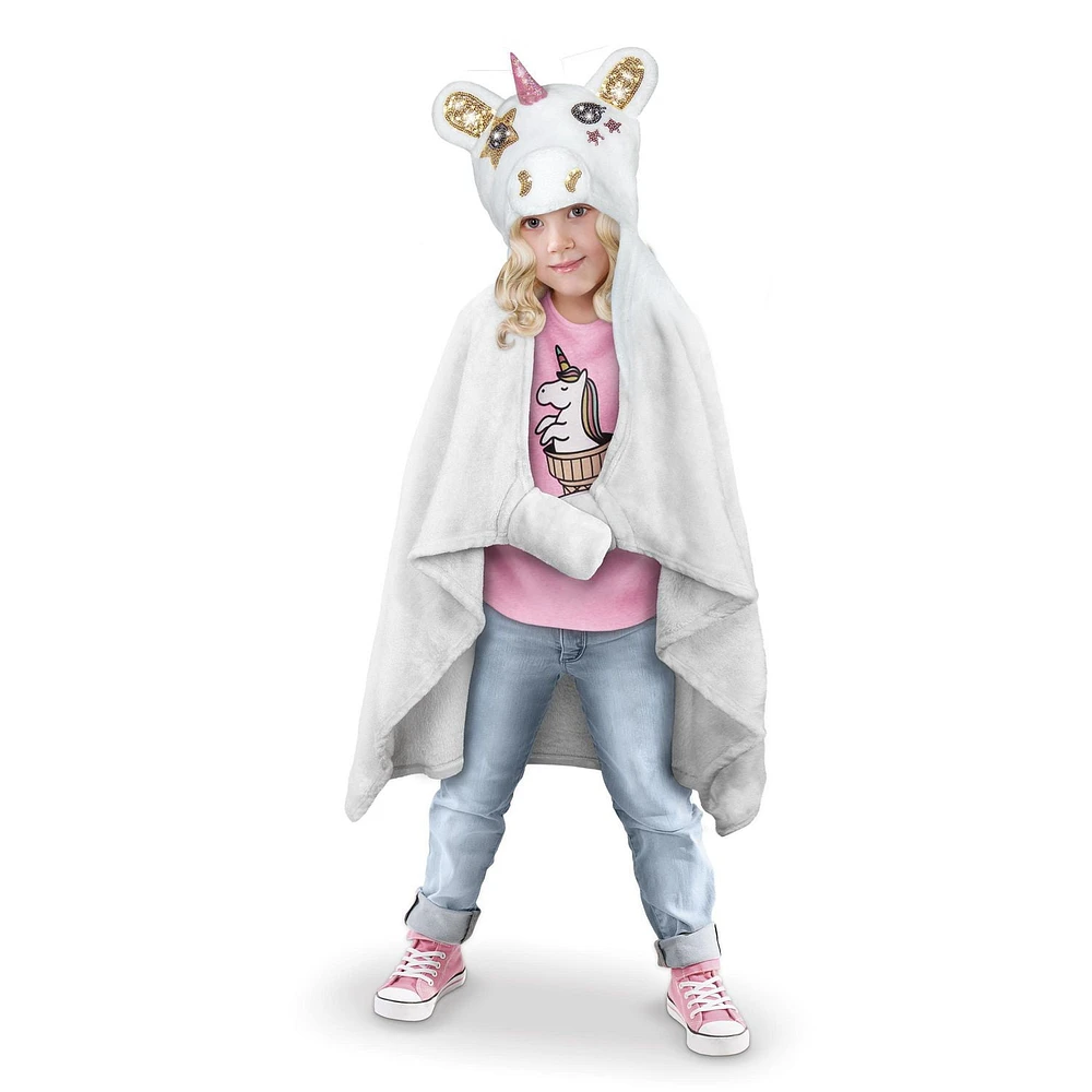 Kid's Hooded Throw, Unicorn, 30"x50"