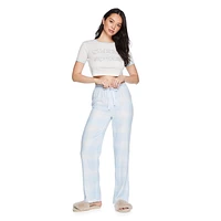 No Boundaries Women's Tee and Flannel Pant 2-Piece Set