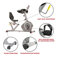 Sunny Health & Fitness Magnetic Recumbent Desk Exercise Bike, 350lb High Weight Capacity, Monitor - SF-RBD4703