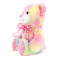 Way to Celebrate Valentine’s Day Soft Expression Plush Teddy Bear, Pastel With Rainbow