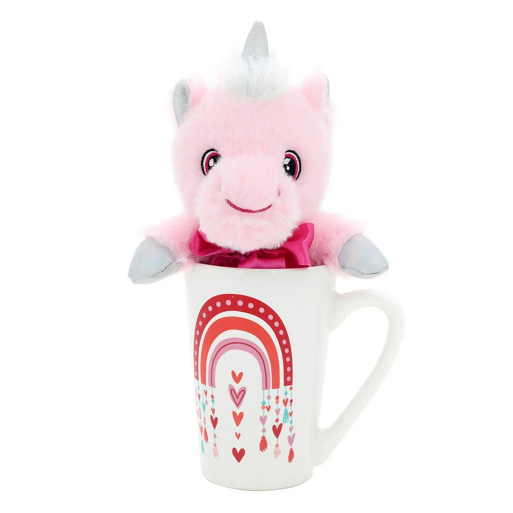 Way to Celebrate Valentine's Day Plush Toy in Latte Mug, Unicorn