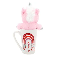 Way to Celebrate Valentine's Day Plush Toy in Latte Mug, Unicorn