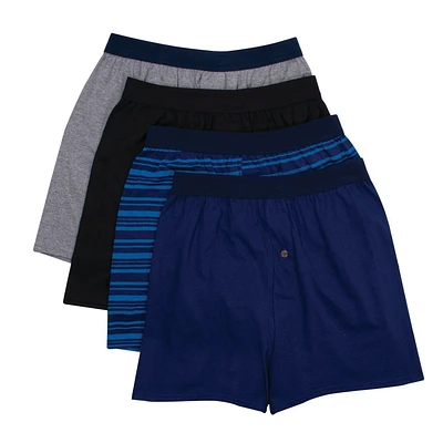 Hanes Men's ComfortSoft Knit Boxer Underwear, 4-Pack, Assorted Colors