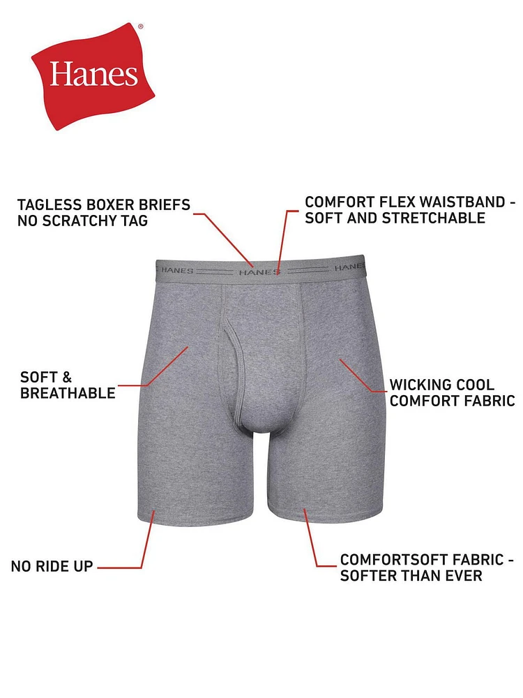 Caleçons boxeurs Hanes Comfortsoft sans étiquette pour hommes, extensibles, coupe moderne, frais et respirants paquet de 4