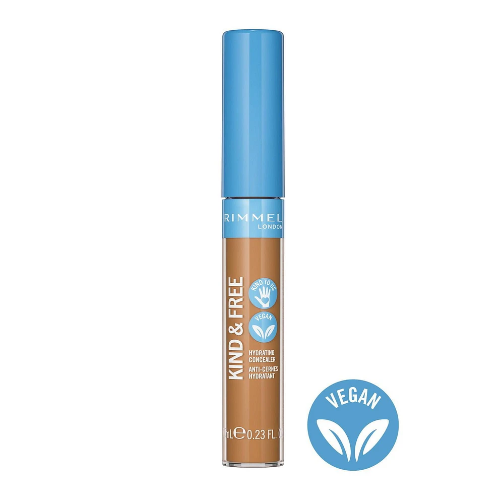 Rimmel Kind & Free™ Concealer, with an antioxidant vitamin complex (E & B5) & Aloe Vera for a fresh, glowy finish, 100% Vegan & Cruelty-Free, Vegan & clean concealer