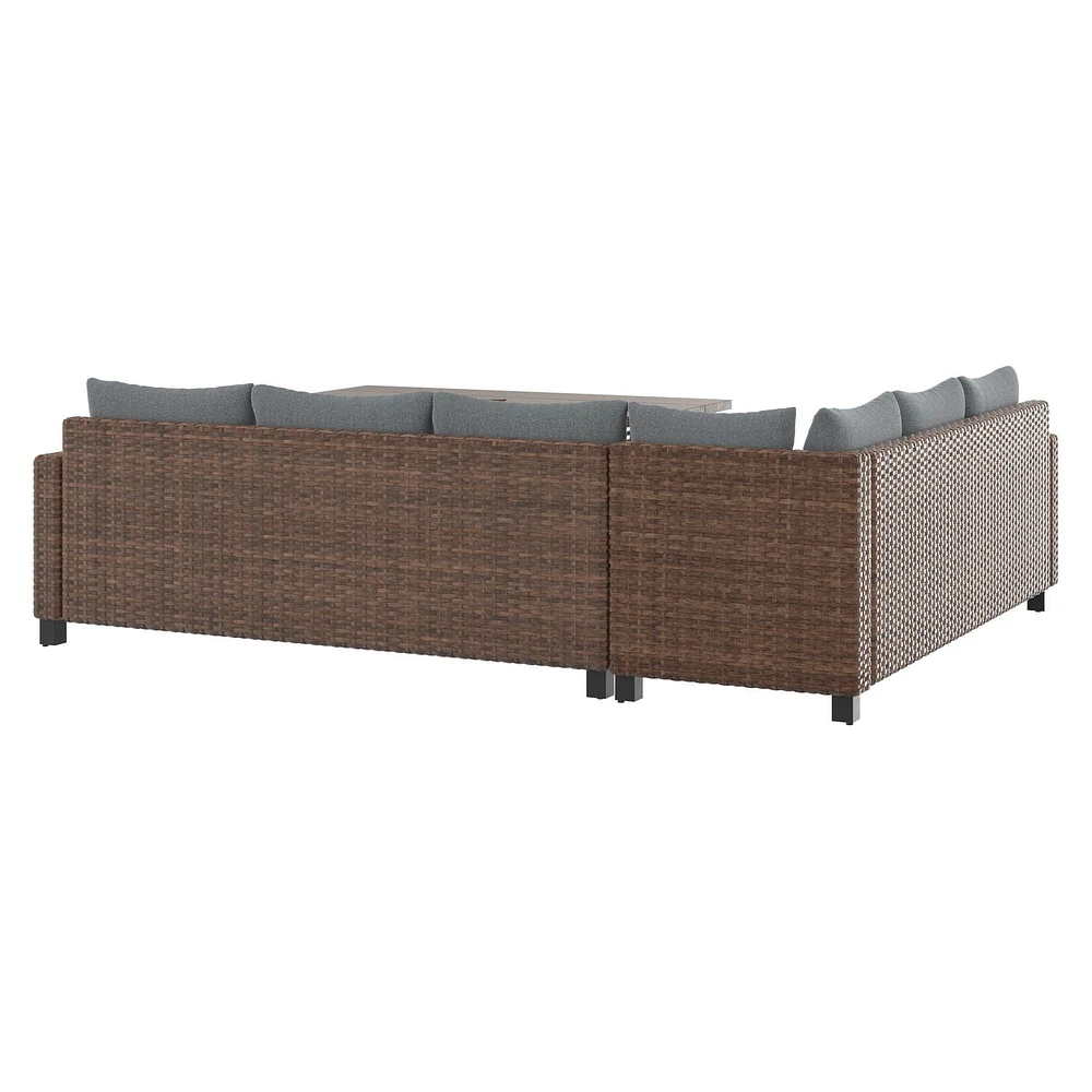 Better Homes & Gardens Brookbury 5-Piece Patio Outdoor Sectional Set, Handwoven wicker