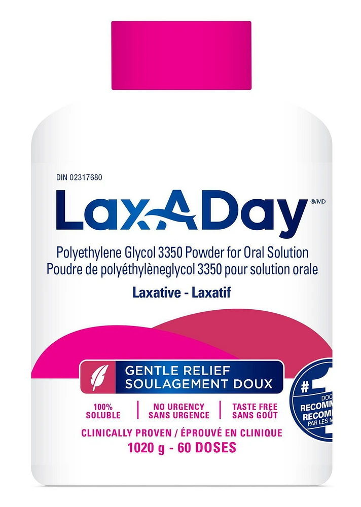 Lax-A-Day® Laxative Powder, 1020g - 60 Doses