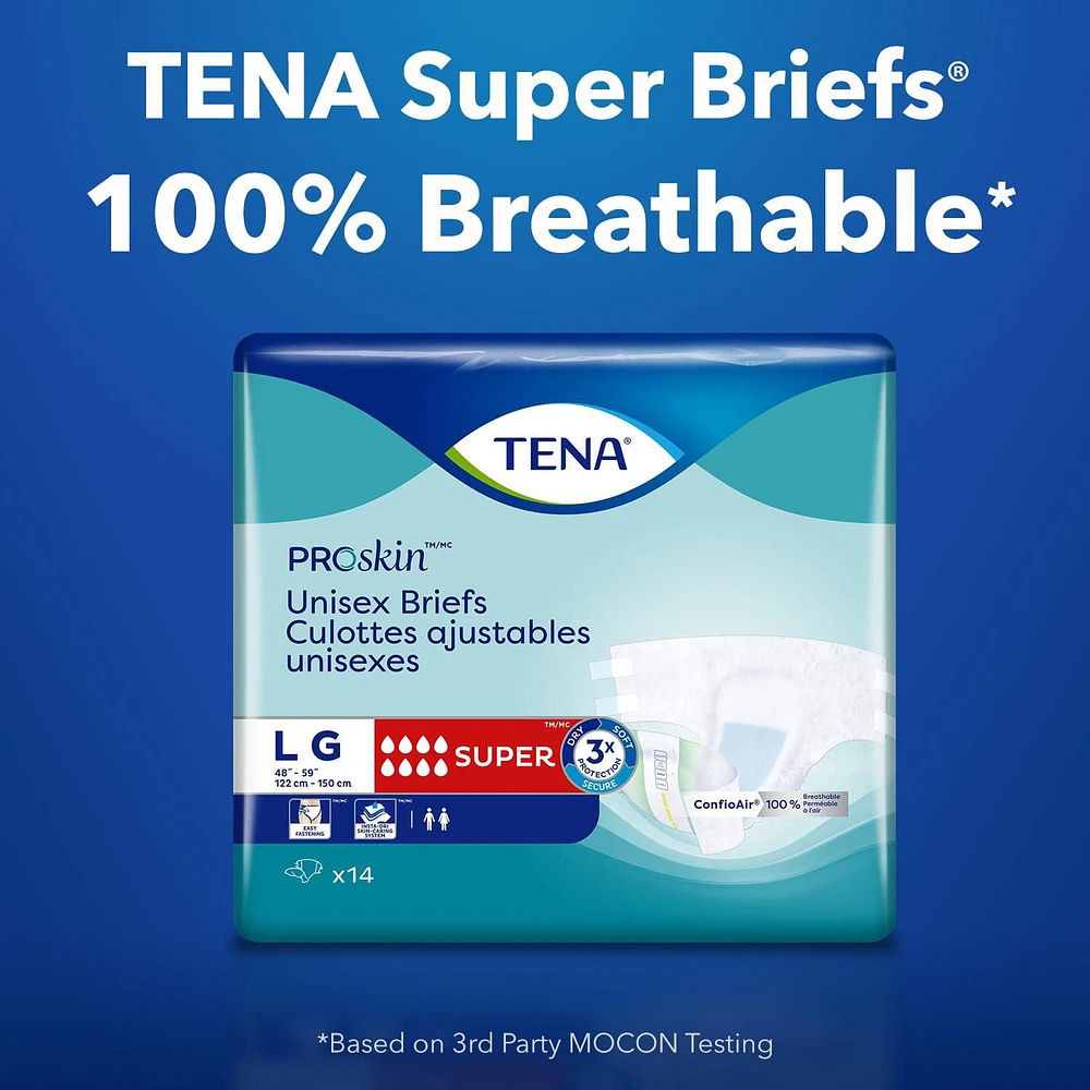 TENA Incontinence Briefs, Super Absorbency,  Large, 14 Count, 14 Count, Large