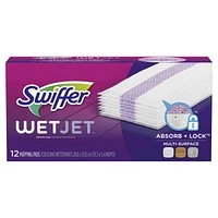 Swiffer WetJet Multi Surface Floor Cleaner Spray Mop Pad Refill, 12 Count