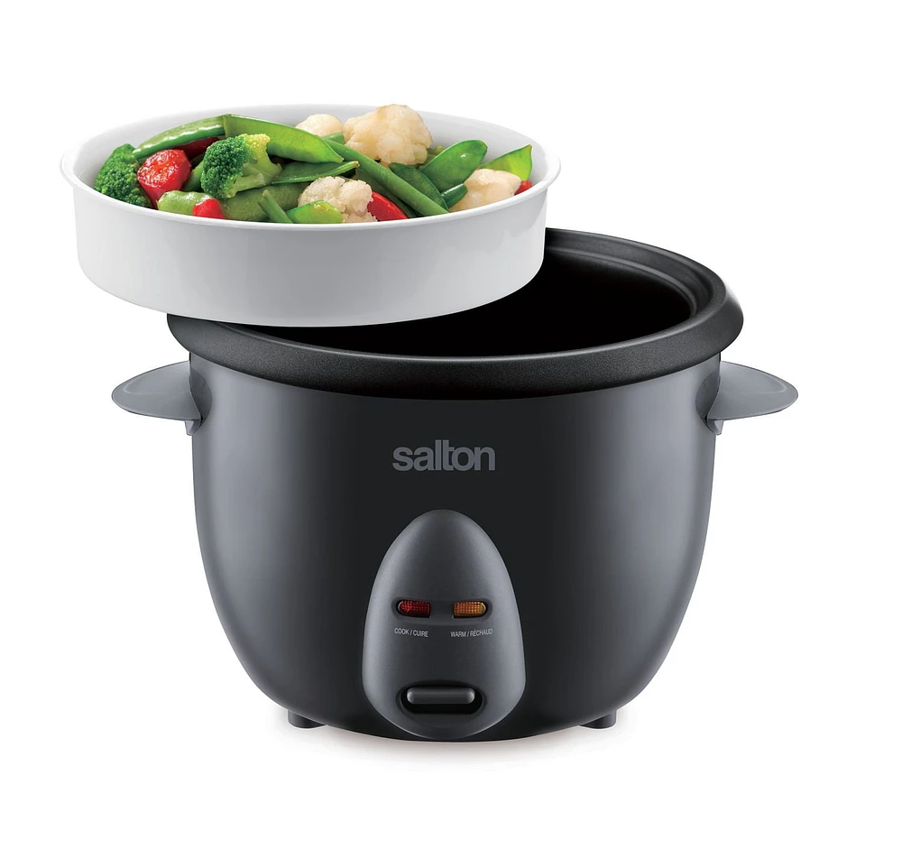 Salton Automatic Rice Cooker & Steamer 10 Cup RC2096, 10 Cup Cooked, Steamer Basket