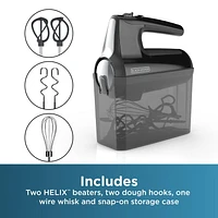 BLACK+DECKER Helix Performance Premium Hand Mixer, 5-Speed Mixer, Black, MX610BC, 5 Speeds + Turbo Boost