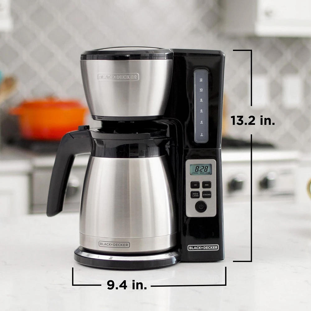 BLACK+DECKER Black 12 Cup Drip Coffee Maker, Black/Silver, CM2046SC