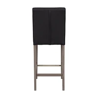 CorLiving Leila Faux Leather Upholstered Wood Leg Barstools - Bar Height Stool with Back, Perfect Tall Bar Height Chair for Kitchen or Bar