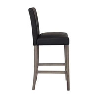 CorLiving Leila Faux Leather Upholstered Wood Leg Barstools - Bar Height Stool with Back, Perfect Tall Bar Height Chair for Kitchen or Bar