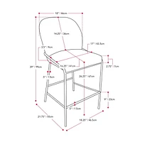 CorLiving Blakeley Modern Upholstered Counter Height Bar Stool with Metal Legs – Sold Individually - Comfortable Kitchen Bar Stools, Bar Counter Stools, and Counter Height Chairs