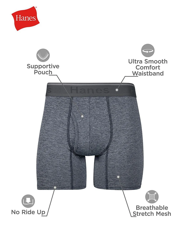 Hanes Comfort Flex Fit Men's Breathable Stretch Mirco Mesh Boxer Brief Underwear, 3-Pack,