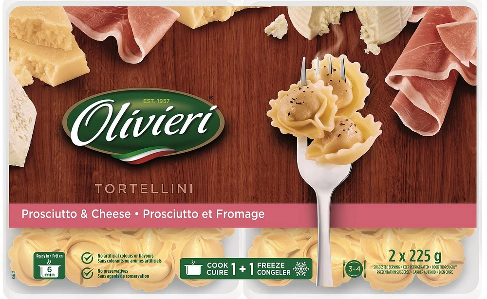 Olivieri Prosciutto with Cheese TortellIni 2x225g, Prosciutt-Cheese Tort 2x225g