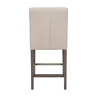 CorLiving Leila Counter Height Bar Stool with Tufted Back and Wood Legs - Upholstered Counter Stools, Perfect Kitchen Island Chairs or Barstool, Durable Countertop Stools for Home